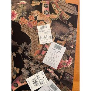 Vintage JCP New Old Stock Asian Black Set of 4 EMPRESS GARDEN Cotton Placemats